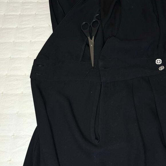 Vintage Cache Mandarin Collar Jumpsuit Women's 12 Black - Picture 10 of 10